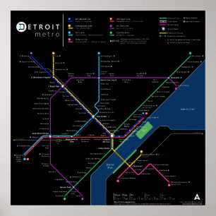 Detroit Metro Poster 32" x 32" (dunkel)