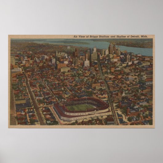 Detroit, MI - Baseball-Stadion für Luftbriggs Poster (Vorne)