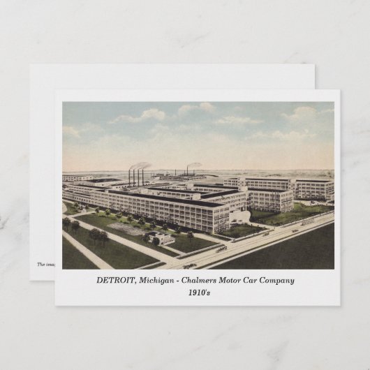 Detroit MI, Chalmers Motor Car Co alte Postkarte (Vorne/Hinten)