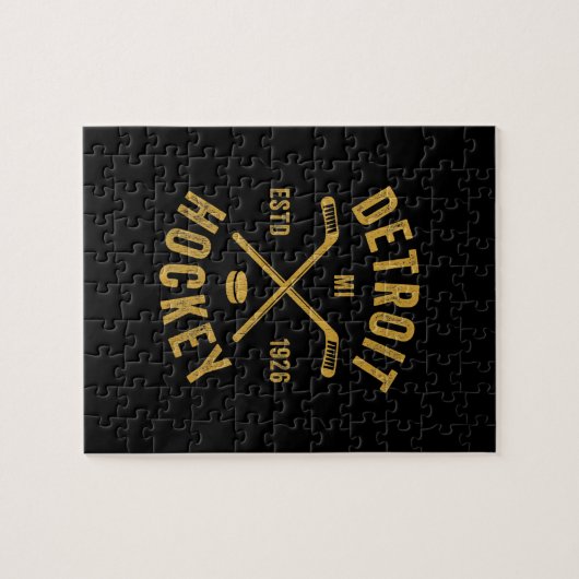 Detroit Mi Ice Hockey Sticks Premium Puzzle (Horizontal)