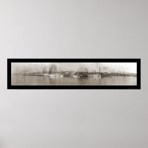 Detroit, MI Riverfront Foto 1908 Poster