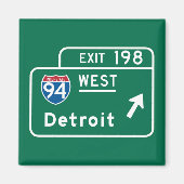 Detroit, MI Road Sign Magnet (Vorne)