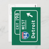 Detroit, MI Road Sign Postkarte (Vorne/Hinten)