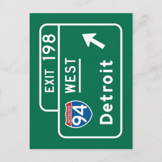 Detroit, MI Road Sign Postkarte