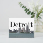 Detroit MI Skyline mit Detroit im Himmel Postkarte (Stehend Vorderseite)