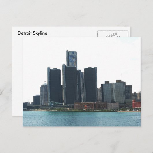 Detroit, MI Skyline Postcard Postkarte (Vorne/Hinten)
