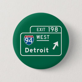 Detroit, MI-Verkehrsschild Button