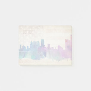 Detroit, MI Watercolor City Skyline Post-it Klebezettel