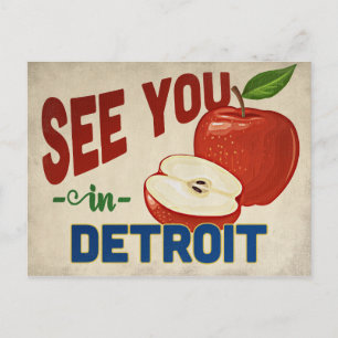 Detroit Michigan Apfel - Vintage Reise Postkarte