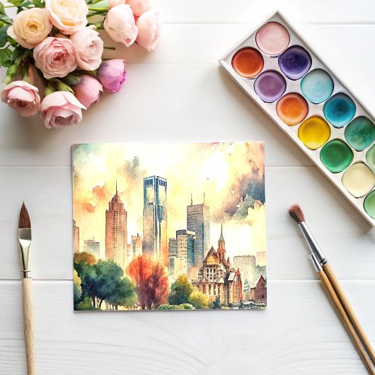 Detroit Michigan Aquarellmalerei Postkarte