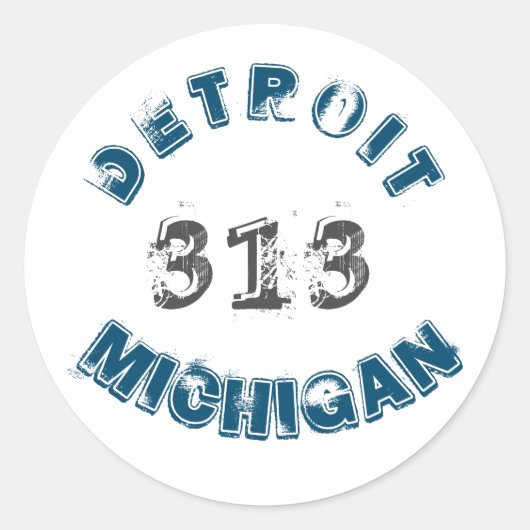 Detroit Michigan Area Code Runder Aufkleber (Vorderseite)