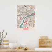 Detroit - Michigan Chalk City Map Poster (Küche)
