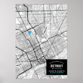 Detroit, Michigan City Map + Ihren Standort markie Poster (Vorne)