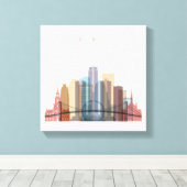 Detroit, Michigan | City Skyline Leinwanddruck (Insitu (Holzboden))