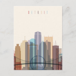 Detroit, Michigan | City Skyline Postkarte