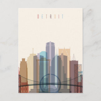 Detroit, Michigan | City Skyline Postkarte
