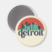 Detroit Michigan City Skyline Retro Stadtbild Magnet (Vorderseite/Rückseite)