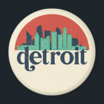 Detroit Michigan City Skyline Retro Stadtbild Magnet<br><div class="desc">Vintages und retro City Design mit wunderschöner Skyline, touristischer Attraktion und Stadtbild. Cooler Wolkenkratzer und Gebäude Silhouette Illustrationen für Touristen und Reisende. Ideal als Souvenir, um Zuhause zu bringen, wenn Sie durch die Welt reisen. Rett die Erinnerung an deine Reise und Ferien mit Familie und Freunden. Die Hintergrundfarbe kann auf...</div>