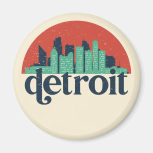 Detroit Michigan City Skyline Retro Stadtbild Magnet