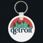 Detroit Michigan City Skyline Retro Stadtbild Schlüsselanhänger<br><div class="desc">Vintages und retro City Design mit wunderschöner Skyline, touristischer Attraktion und Stadtbild. Cooler Wolkenkratzer und Gebäude Silhouette Illustrationen für Touristen und Reisende. Ideal als Souvenir, um Zuhause zu bringen, wenn Sie um die Welt reisen. Rett die Erinnerung an deine Reise und Ferien mit Familie und Freunden. Die Hintergrundfarbe kann auf...</div>