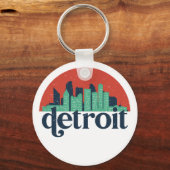 Detroit Michigan City Skyline Retro Stadtbild Schlüsselanhänger (Vorderseite)