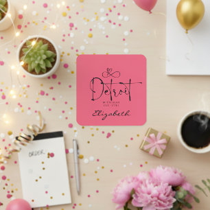 Detroit Michigan Est 1701 "Ihr Name" Rosa Quadratischer Aufkleber