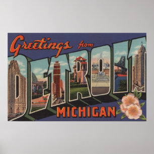 Detroit, Michigan - große Buchstabe-Szenen Poster