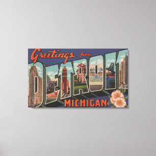 Detroit, Michigan - Große Buchstabenszenen Leinwanddruck