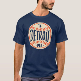 Detroit Michigan Hand Gezeichnet Baseball Typograf T-Shirt