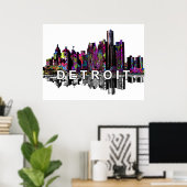 Detroit, Michigan in Graffiti Poster (Heimbüro)