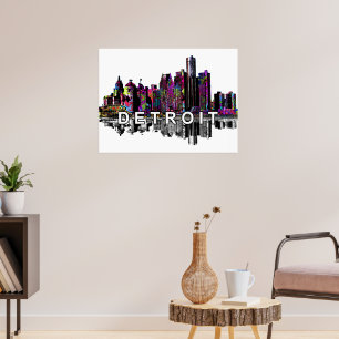 Detroit, Michigan in Graffiti Poster