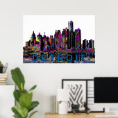 Detroit, Michigan in Graffiti Poster (Heimbüro)