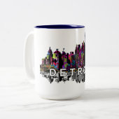 Detroit, Michigan in Graffiti Zweifarbige Tasse (Vorderseite Links)