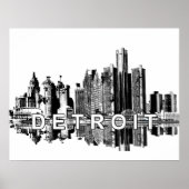 Detroit, Michigan in schwarzer Tinte Poster (Vorne)