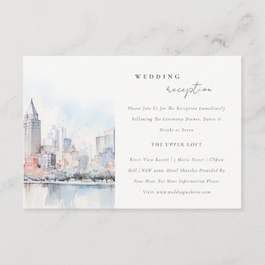 Detroit Michigan Landscape Wedding Reception Begleitkarte (Vorderseite)