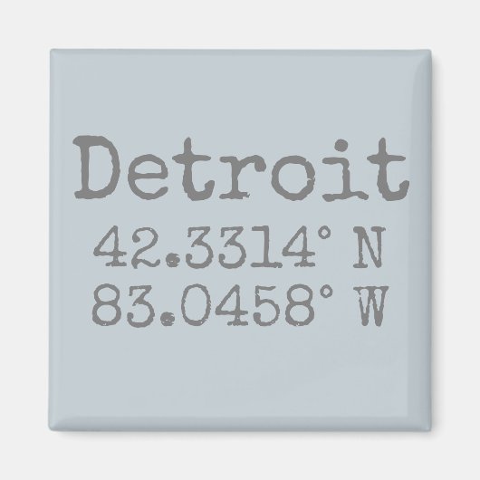 Detroit Michigan Latitude Longitude Schlüsselanhän Magnet (Vorne)