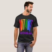Detroit Michigan LGBTQ Gay Pride Rainbow Skyline T T-Shirt (Vorne ganz)