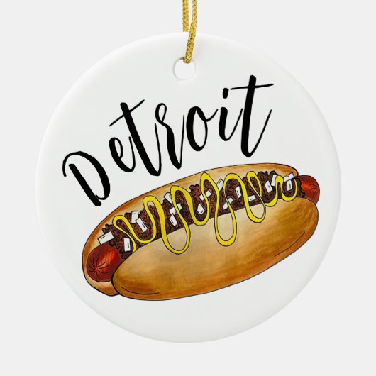 Detroit Michigan MI Coney Island Hot Dog Hotdog Keramik Ornament (Vorne)