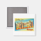 Detroit Michigan MI Old Vintage Travel Souvenir Magnet (Vorderseite/Rückseite)