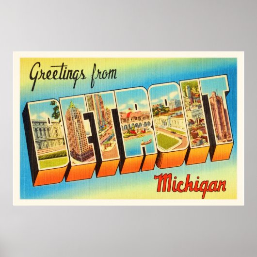 Detroit Michigan MI Old Vintage Travel Souvenir Poster (Vorne)