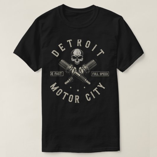Detroit Michigan Motor City Spark Plug Wings Ridin T-Shirt (Design vorne)
