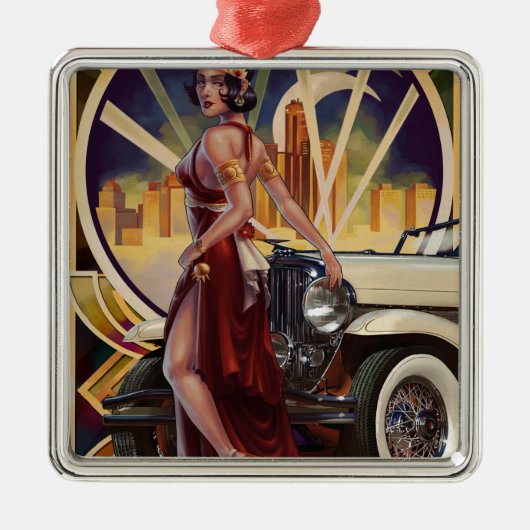 Detroit, Michigan| Motorstadt Ornament Aus Metall (Vorne)