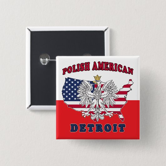 Detroit Michigan Polish Button (Vorne & Hinten)