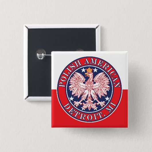 Detroit Michigan Polnischer Adler Button (Vorne & Hinten)