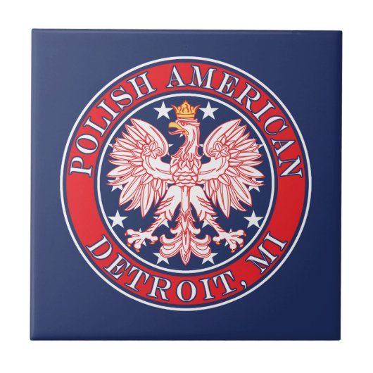 Detroit Michigan Polnischer Adler Fliese (Vorderseite)