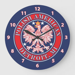 Detroit Michigan Polnischer Adler Große Wanduhr