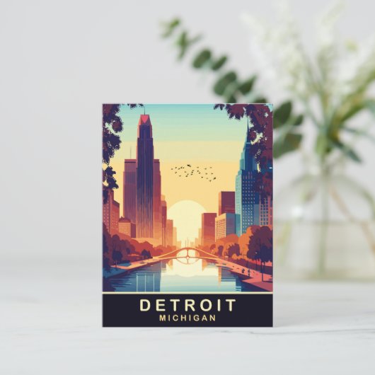 Detroit, Michigan, Reisen Postkarte (Stehend Vorderseite)