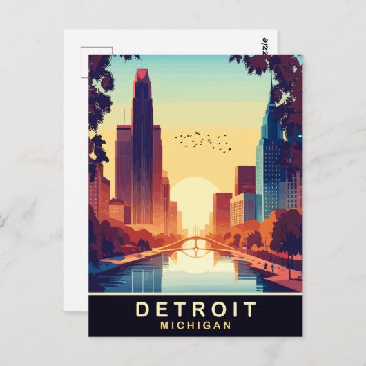 Detroit, Michigan, Reisen Postkarte (Vorne/Hinten)