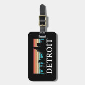 Detroit Michigan Retro Vintag Sunset Skyline Gepäckanhänger (Vorderseite vertikal)