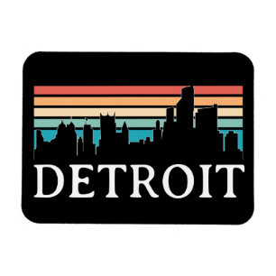 Detroit Michigan Retro Vintag Sunset Skyline Magnet